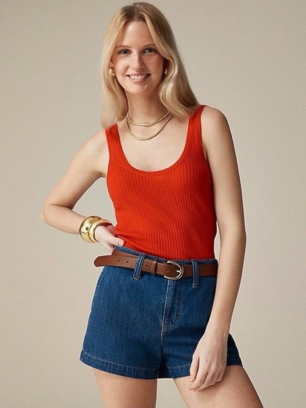 J. Crew Red Ribbed Tank Top